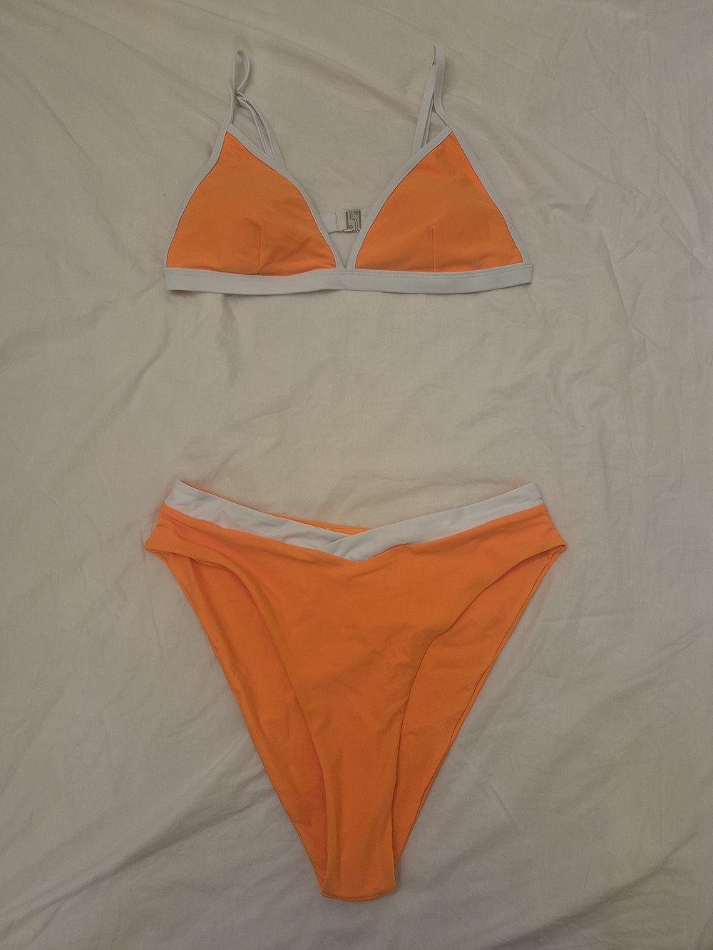 SHEIN Orange Bikini Set with White Trim